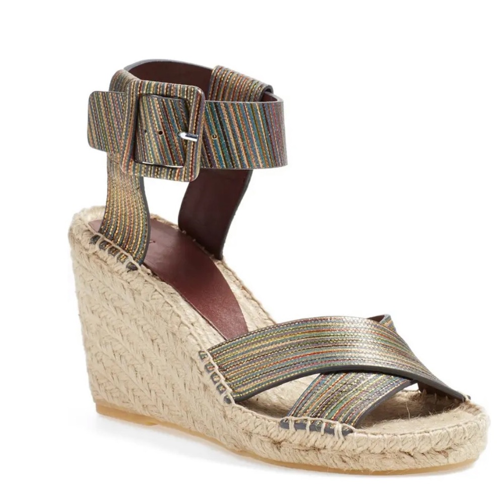 Vince. Striped Stefania Espadrille Wedge Sandals